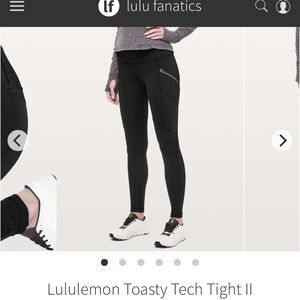 Lululemon Toasty Tech Tight II size 4 black